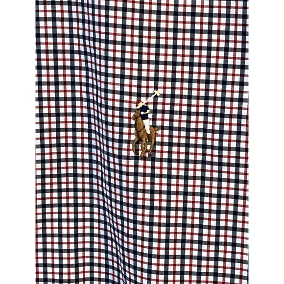 Ralph Lauren Button Up Shirt Mens M Long Sleeve Red White Blue Cotton Stretch - Picture 6 of 10